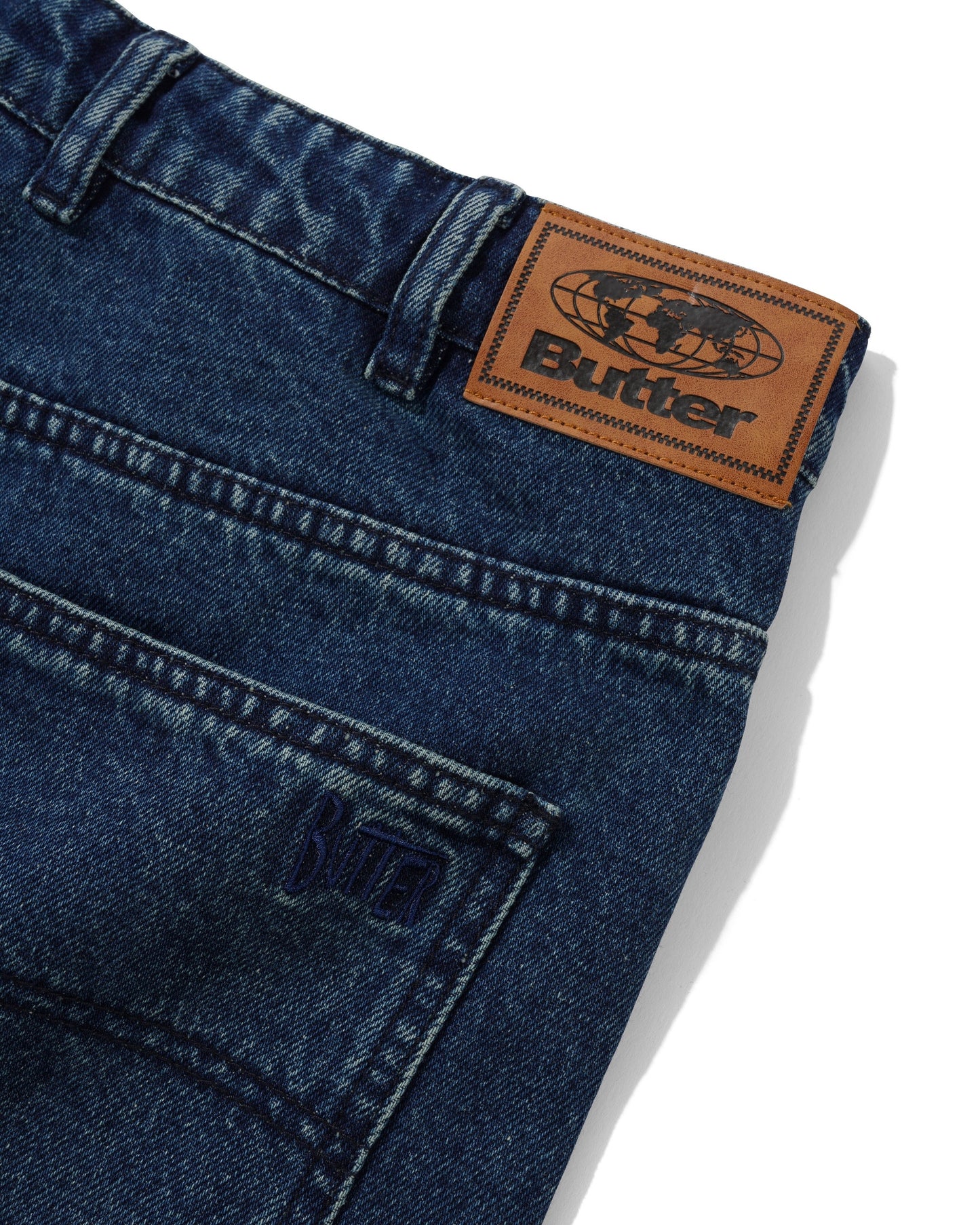 Butter Straight Leg Denim Jeans, Distressed Indigo