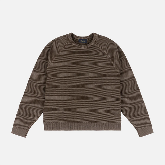 Dime Wave Knit Sweater Brown