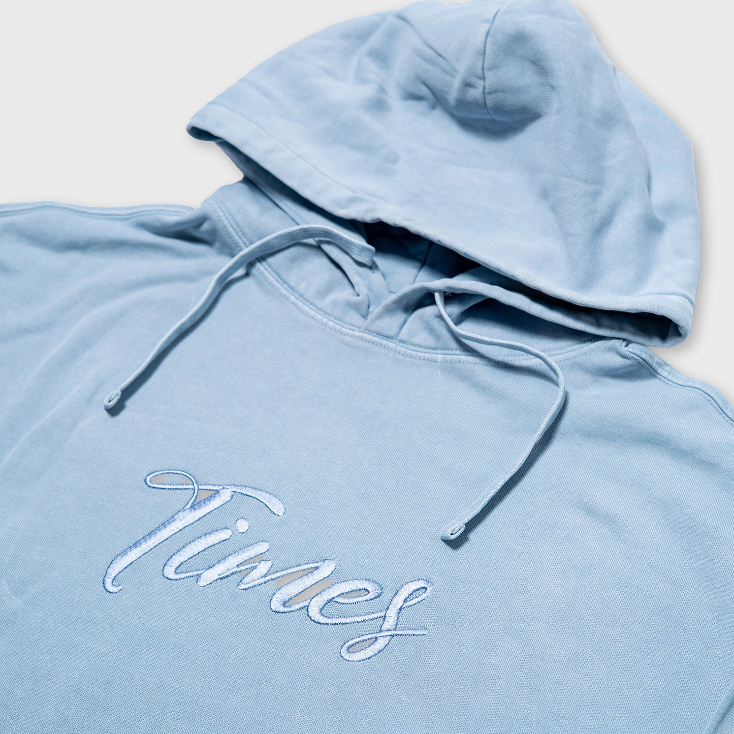 Times Dyed Cursive Hoodie Dyed Blue