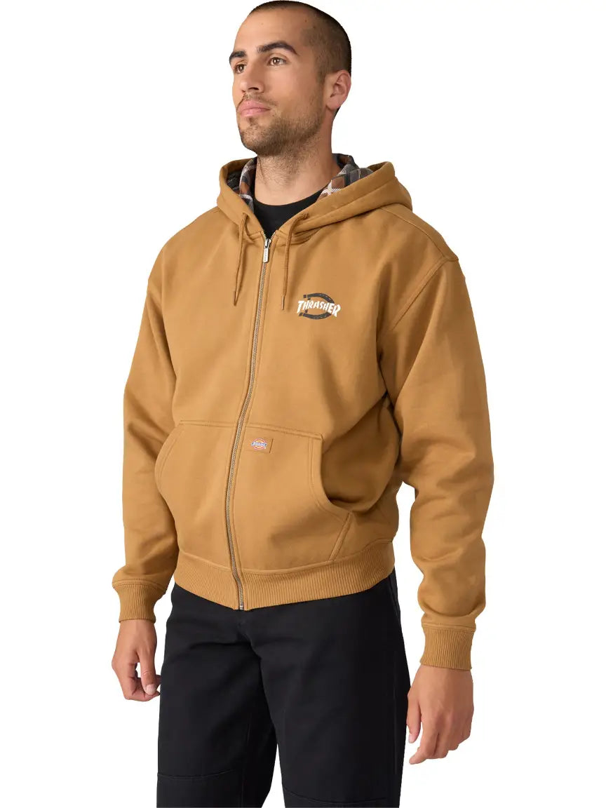 Dickies X Thrasher Zip Hoodie Brown