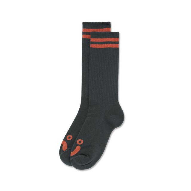 Polar Long Rib Socks Happy Sad Graphite / Orange