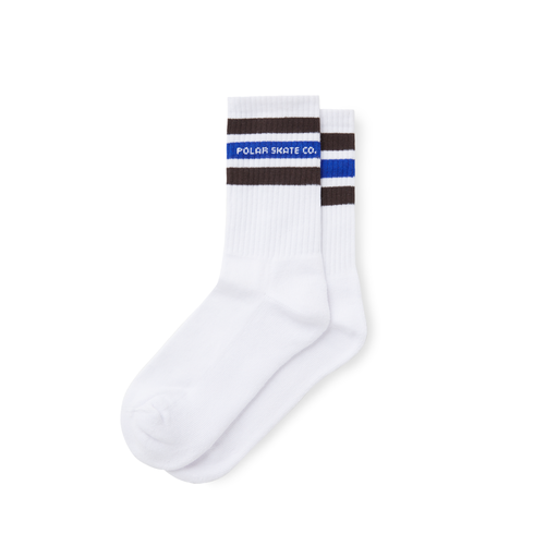 Polar Fat Stirpe Socks White Brown Blue